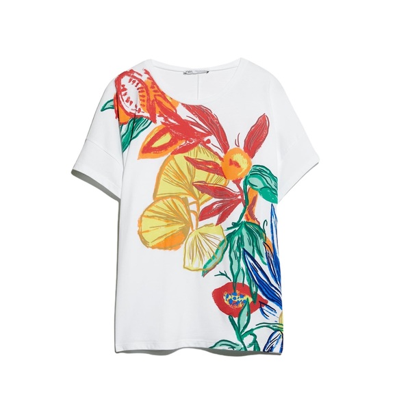 NWT ZARA COLORFUL PRINTED T SHIRT SMALL - Picture 3 of 6